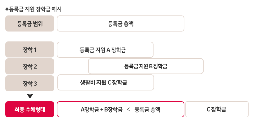 장학금 지원 범위 예시